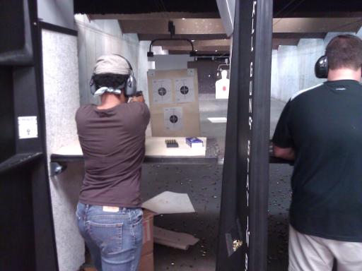 First time shooters on the firing line during Introduction to Handguns for Self Defense
